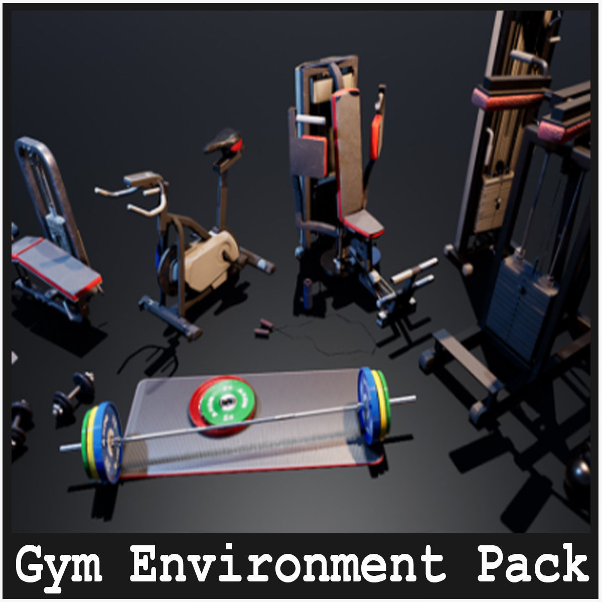 Gym  Prop Package Low-poly 3D model_1