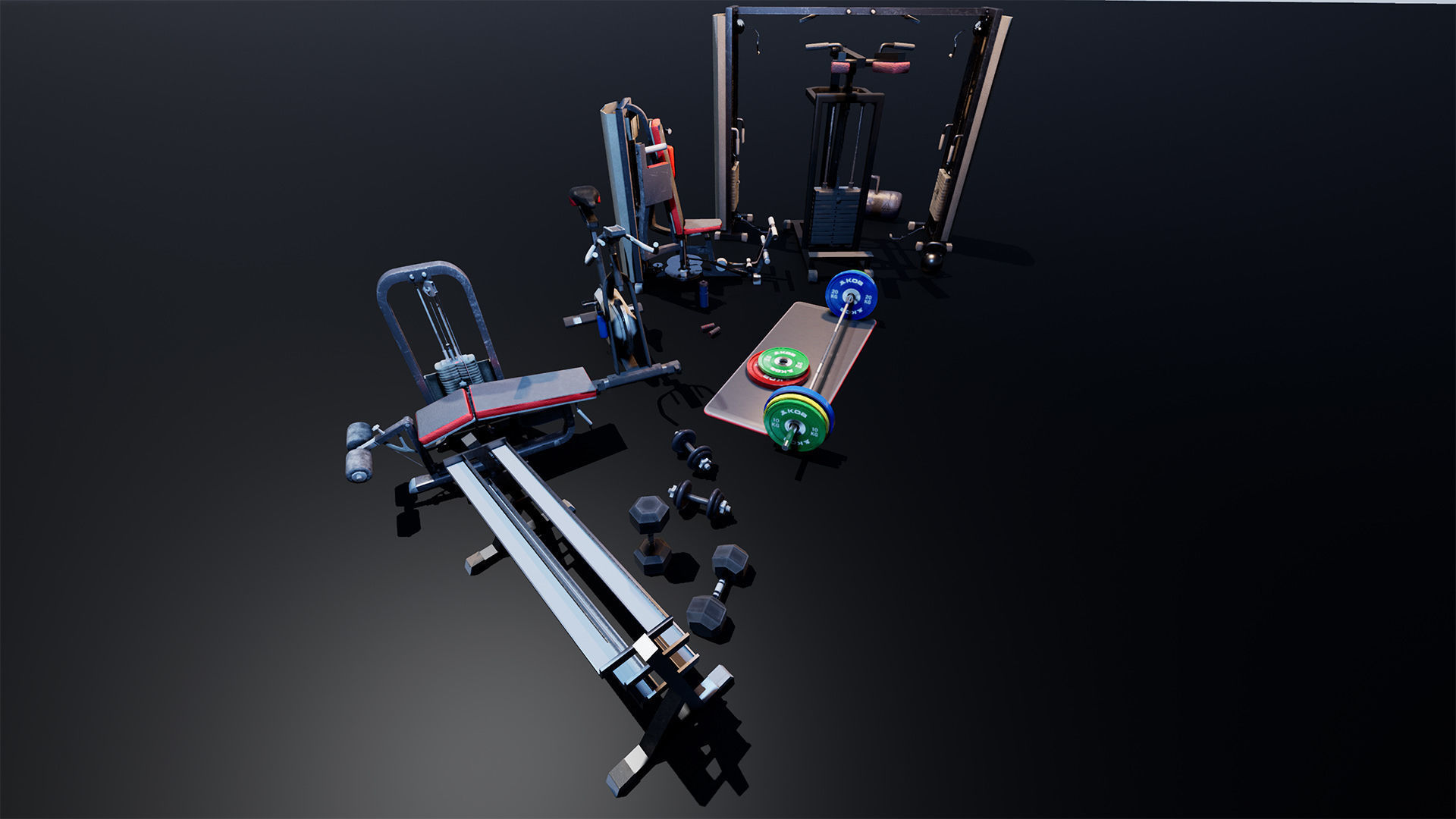 Gym  Prop Package Low-poly 3D model_4