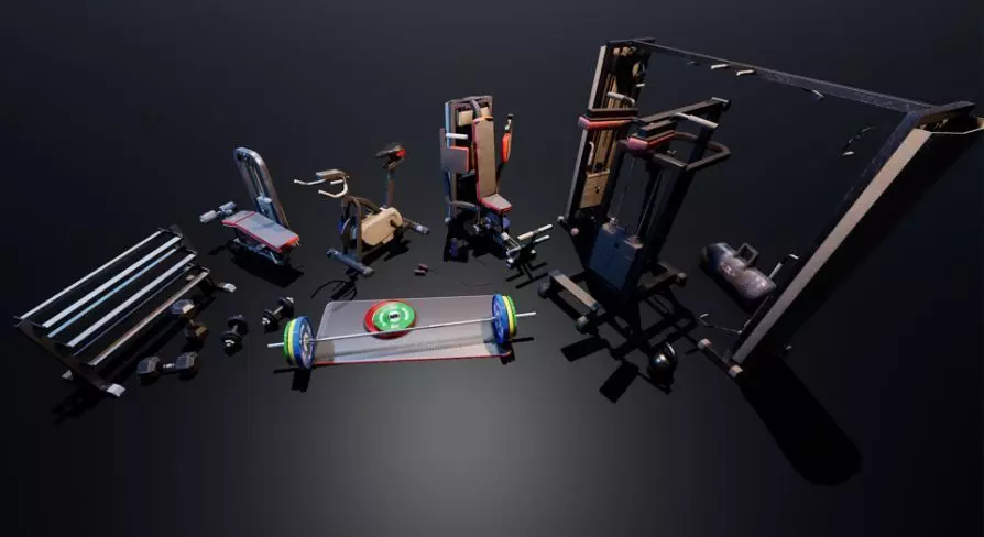 Gym  Prop Package Low-poly 3D model_0