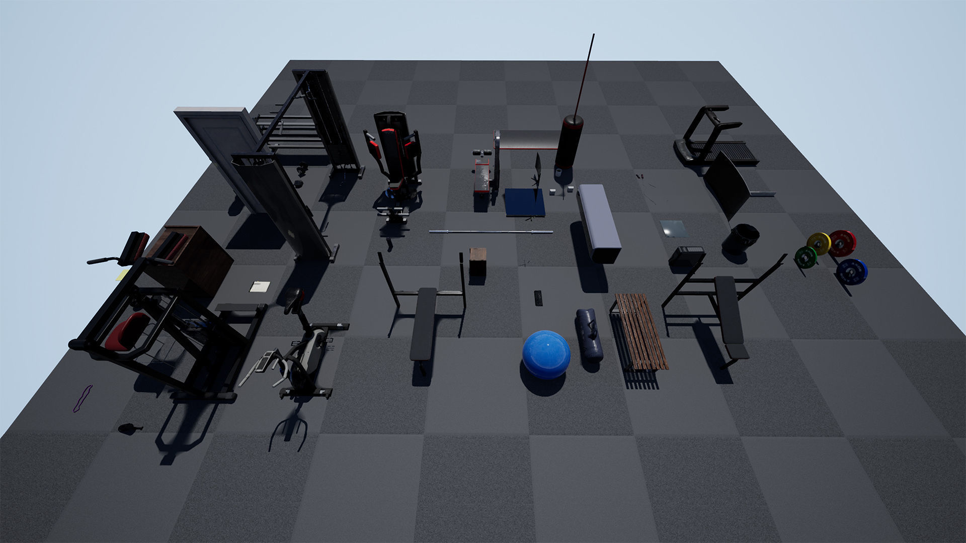 Gym  Prop Package Low-poly 3D model_13