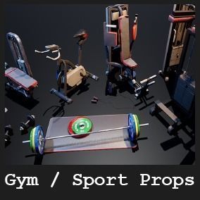 Gym  Prop Package Low-poly 3D model_2
