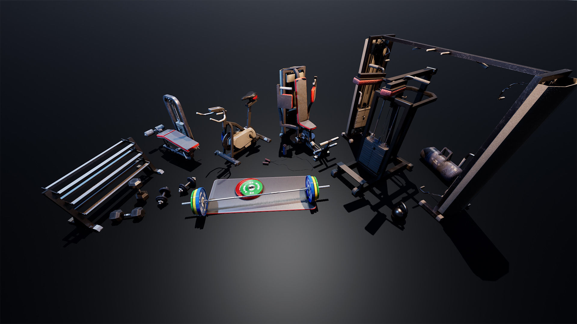 Gym  Prop Package Low-poly 3D model_3