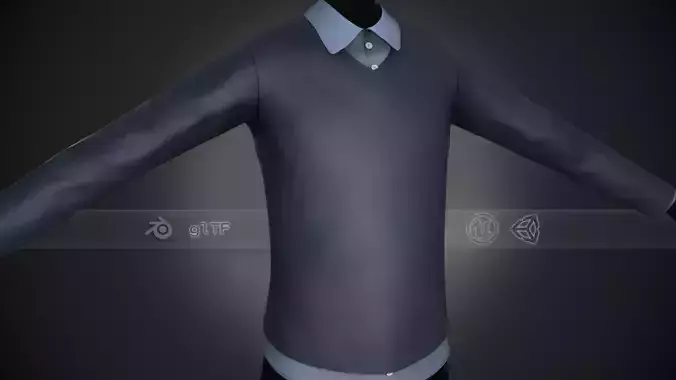 Sweater With a Shirt Style 7 Low-poly 3D model