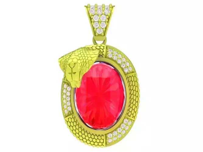 fengshui zodiac oval ruby cobra pendant 4116