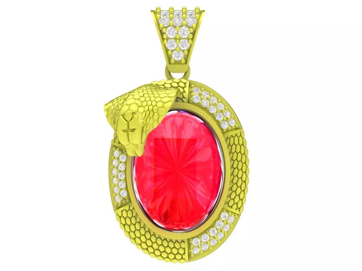 Luxury Oval Red Gemstone Pendant Jewelry 3D Model 4116 3D print model