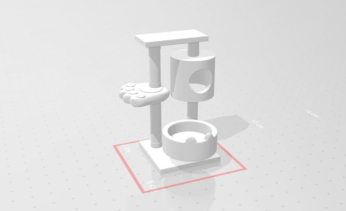 Cat Furniture Tree House Cat Playhouse Condo Cat toy Low-poly 3D model_10