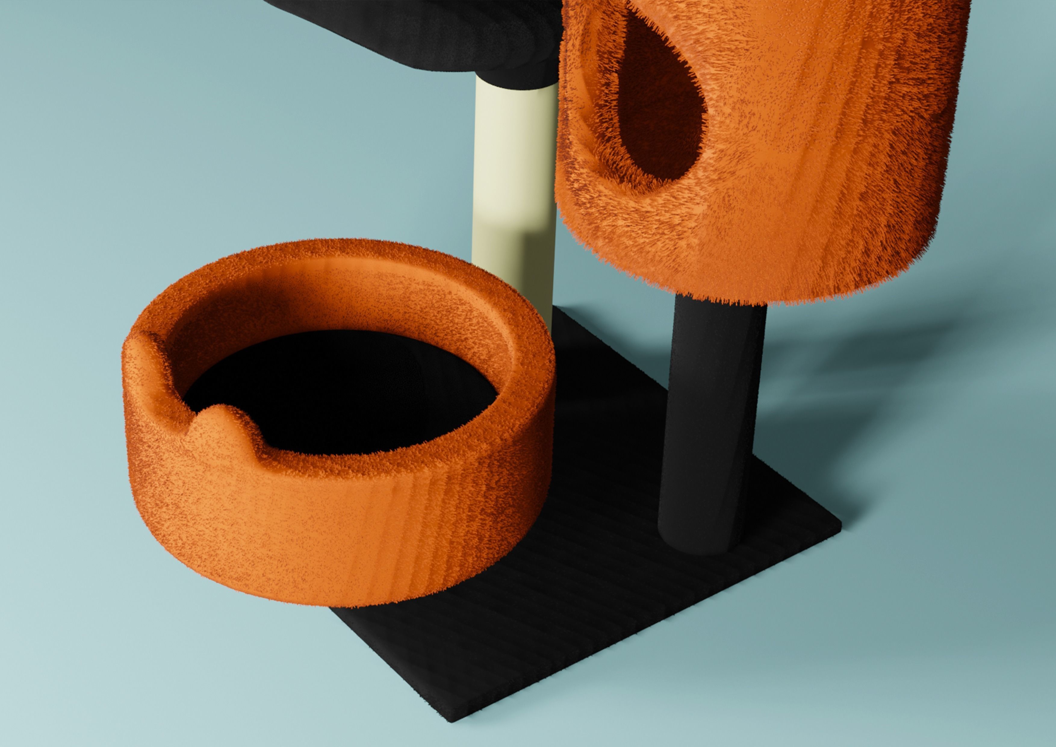 Cat Furniture Tree House Cat Playhouse Condo Cat toy Low-poly 3D model_4