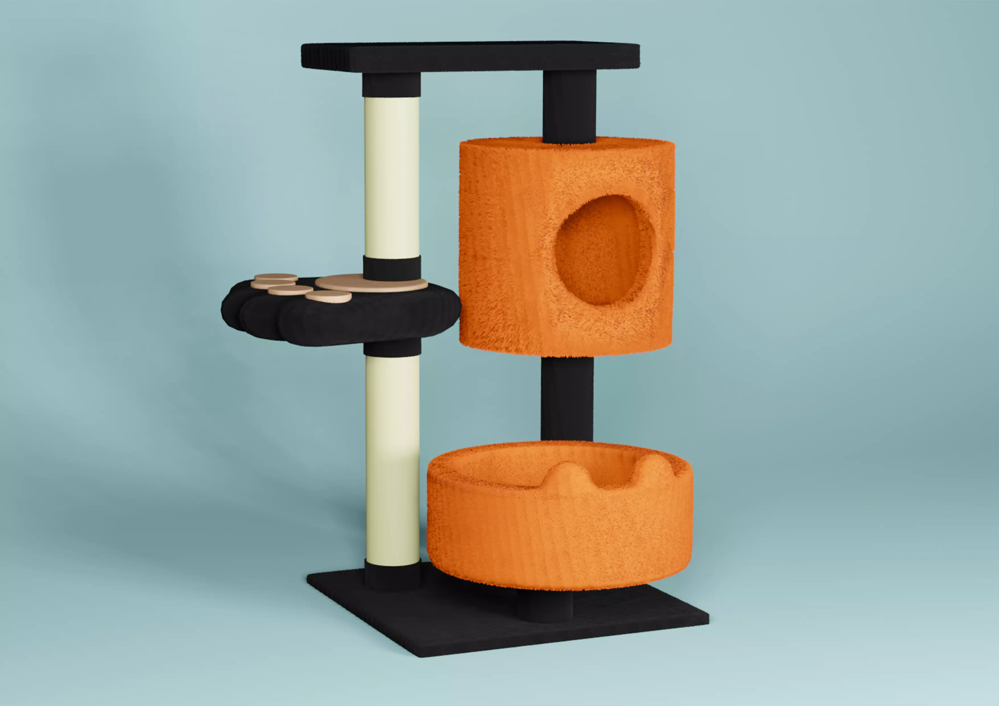 Cat Furniture Tree House Cat Playhouse Condo Cat toy Low-poly 3D model_0