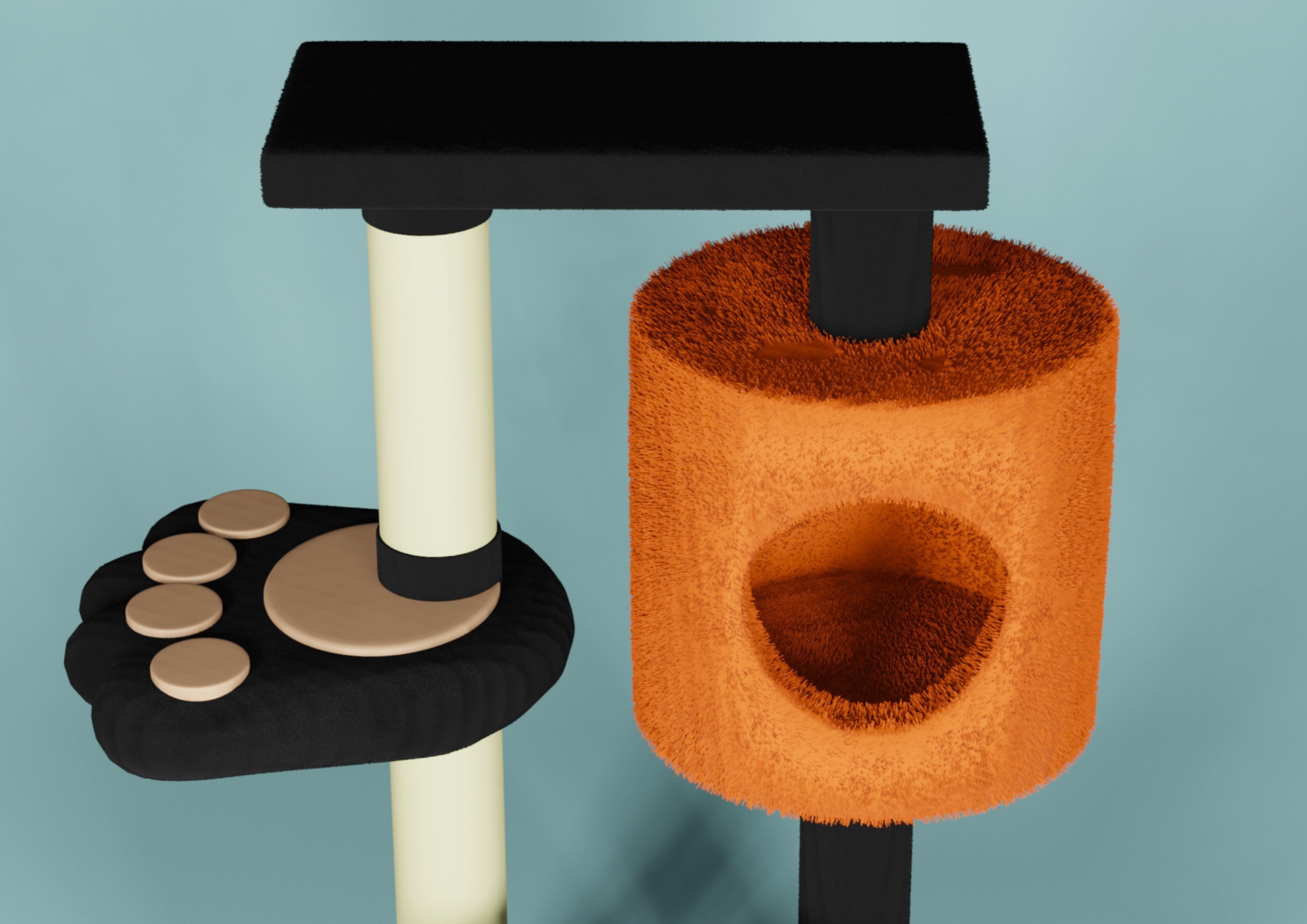Cat Furniture Tree House Cat Playhouse Condo Cat toy Low-poly 3D model_2