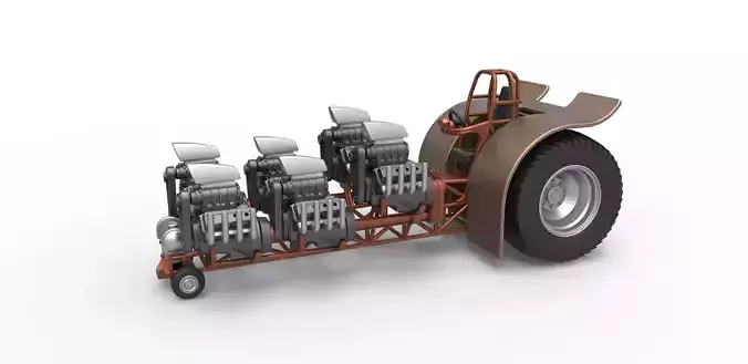 Pulling tractor with 6 engines V8 Version 3 Scale 1 to 25