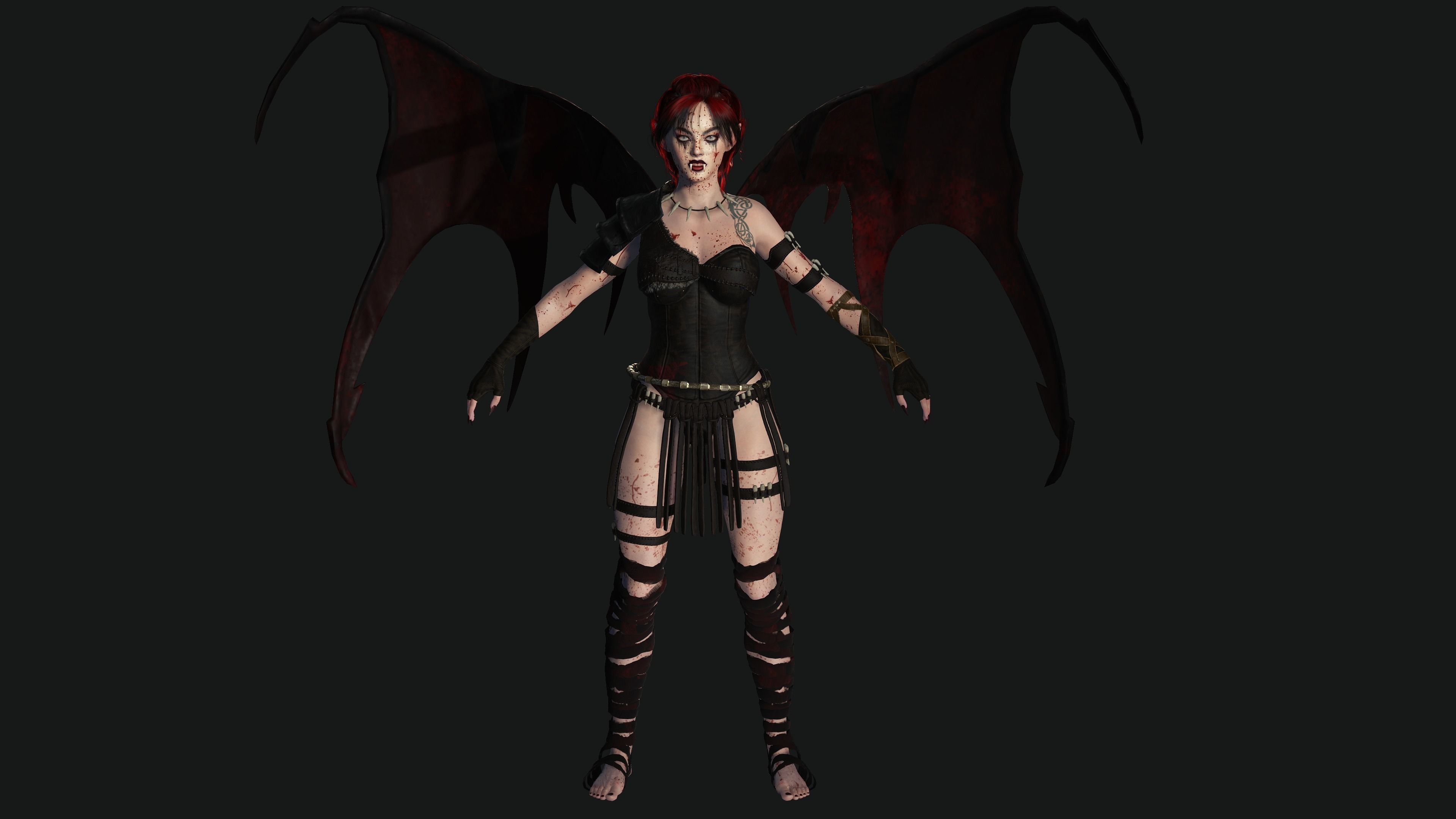 3D AAA Fantasy Female Character - The Bloody Vampire Low-poly 3D model_6