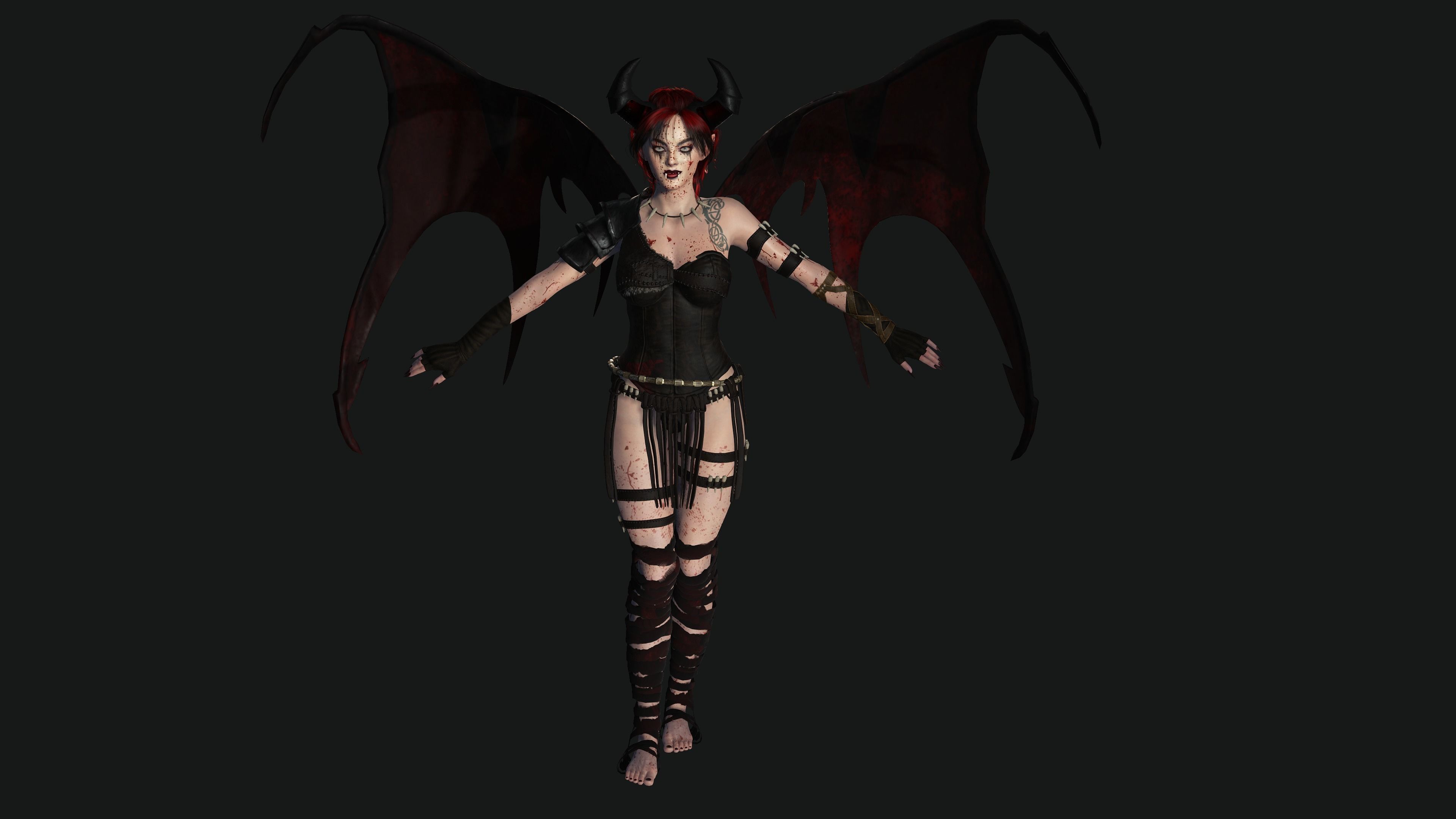 3D AAA Fantasy Female Character - The Bloody Vampire Low-poly 3D model_11