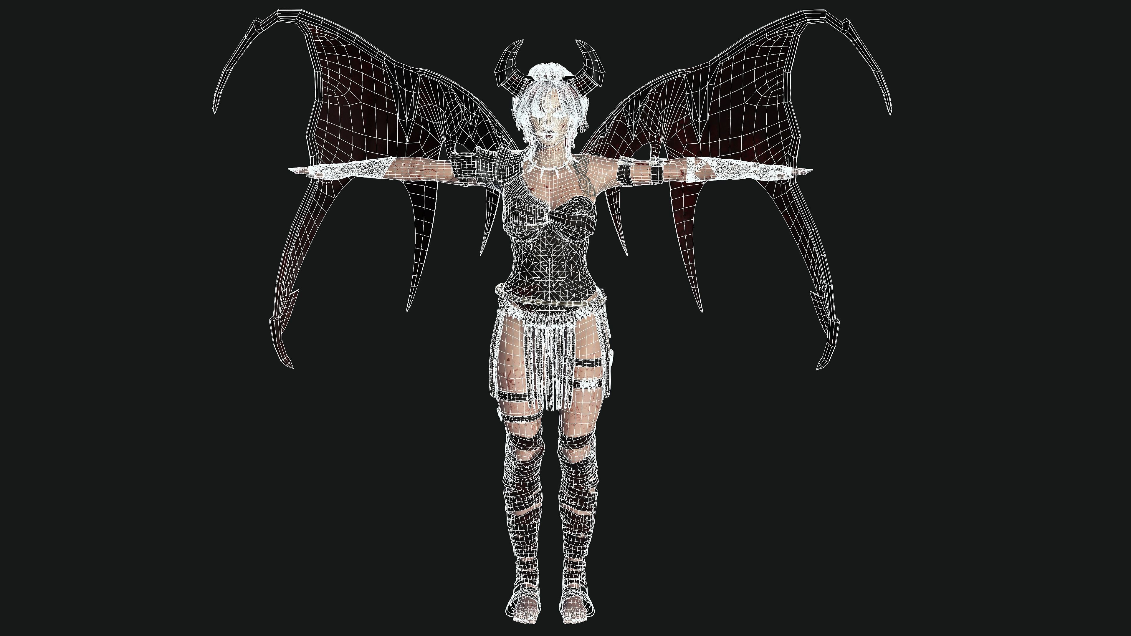 3D AAA Fantasy Female Character - The Bloody Vampire Low-poly 3D model_14