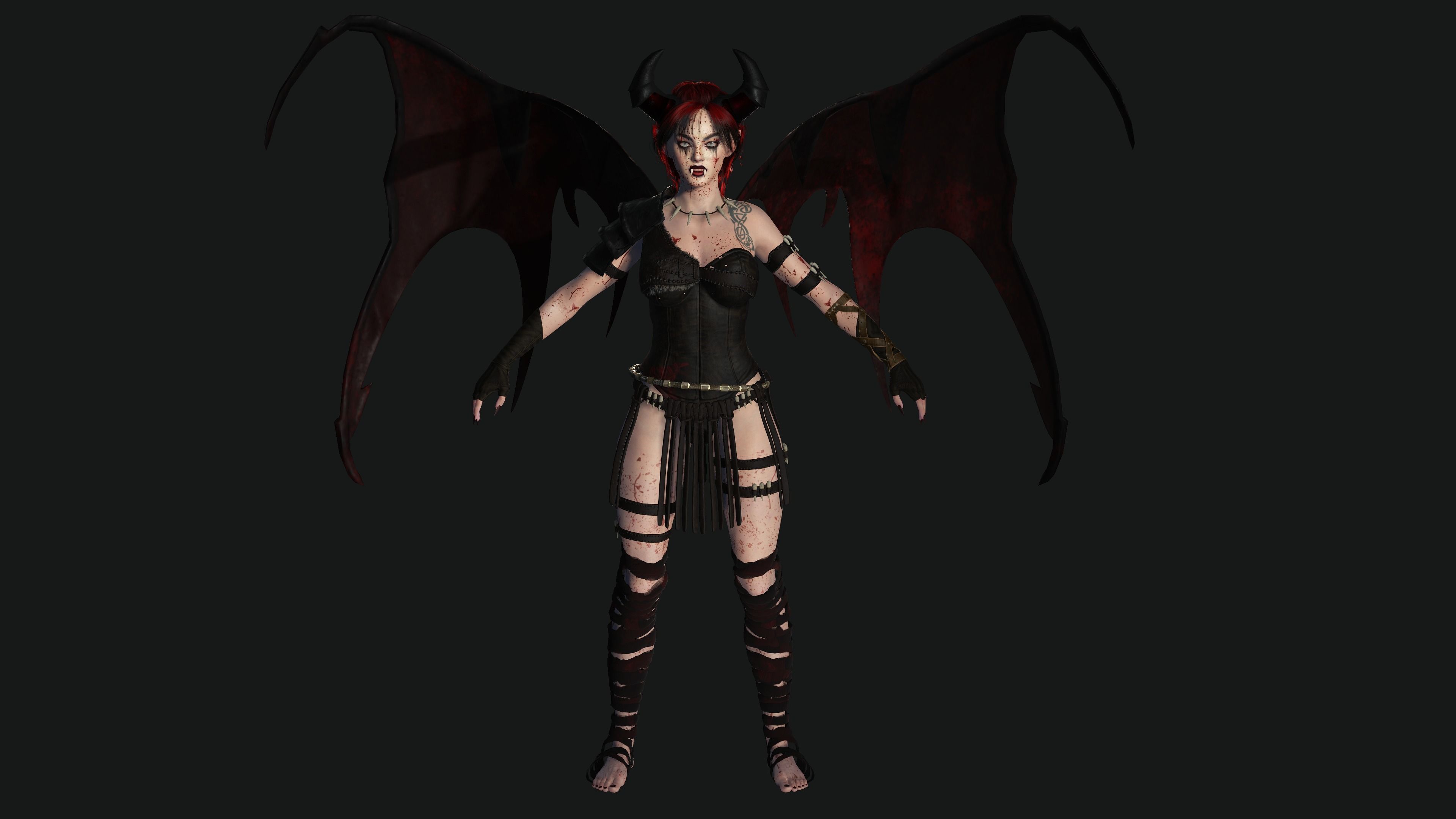 3D AAA Fantasy Female Character - The Bloody Vampire Low-poly 3D model_5