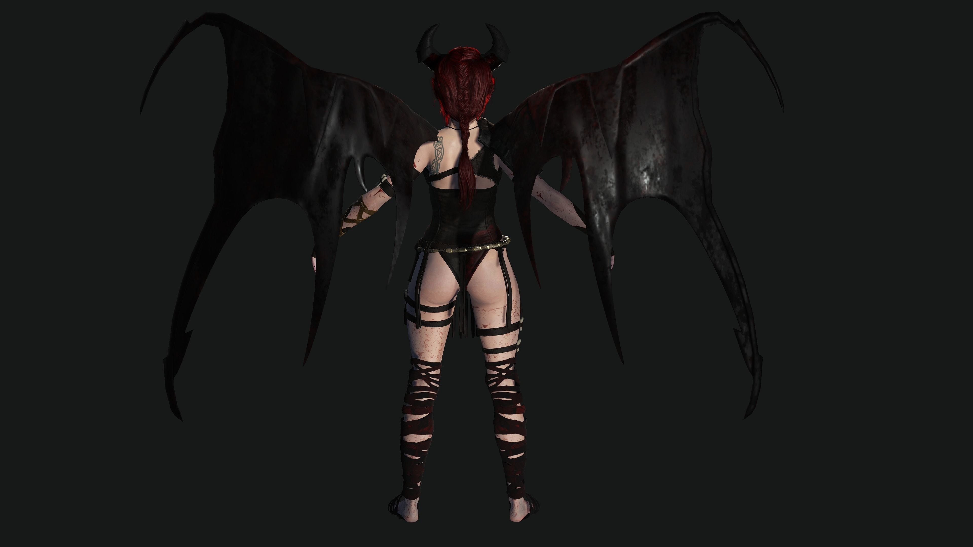3D AAA Fantasy Female Character - The Bloody Vampire Low-poly 3D model_10