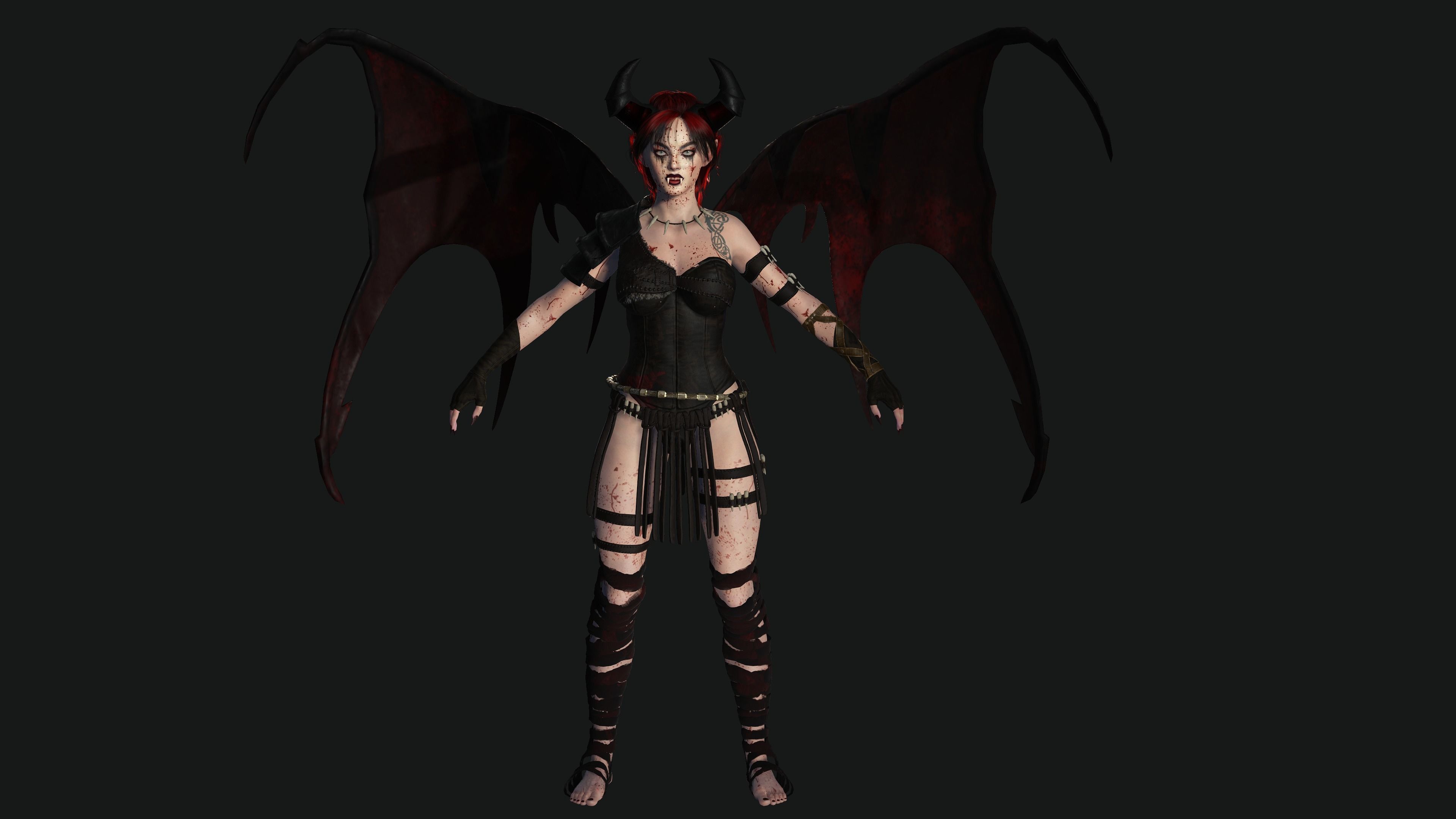 3D AAA Fantasy Female Character - The Bloody Vampire Low-poly 3D model_1