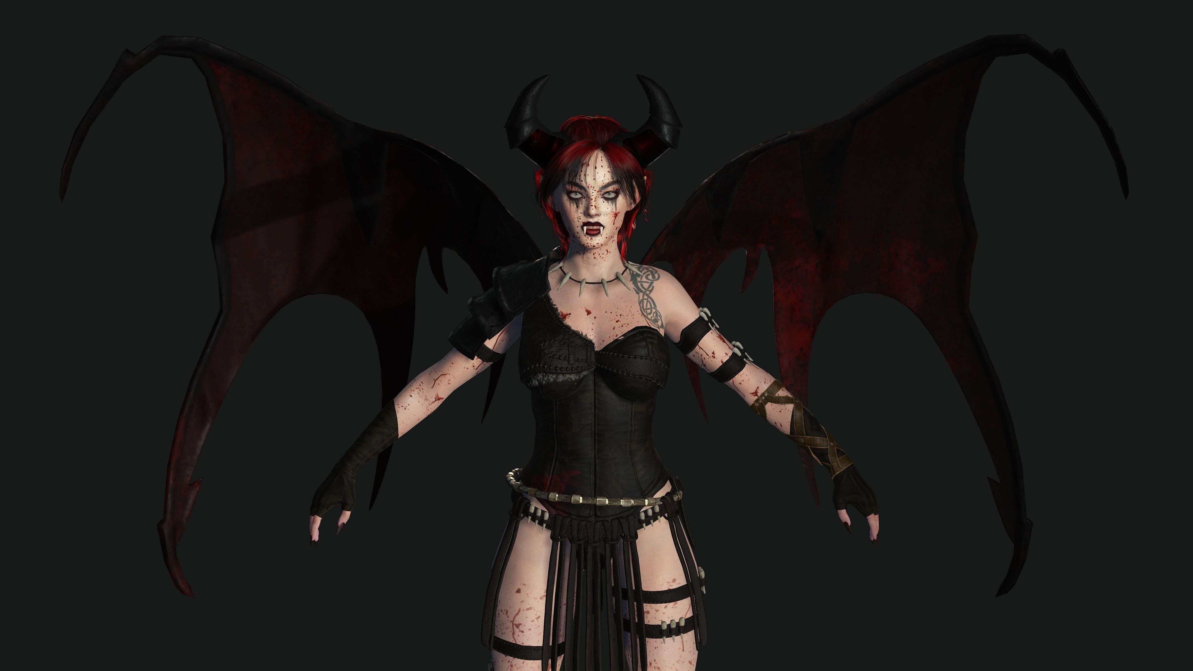 3D AAA Fantasy Female Character - The Bloody Vampire Low-poly 3D model_3