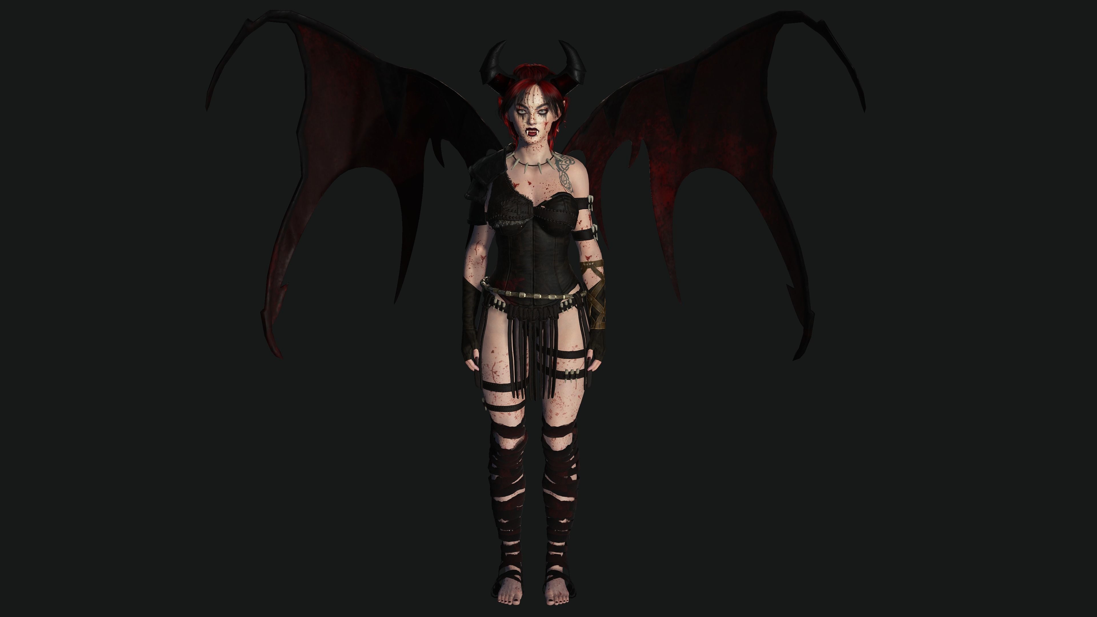 3D AAA Fantasy Female Character - The Bloody Vampire Low-poly 3D model_12