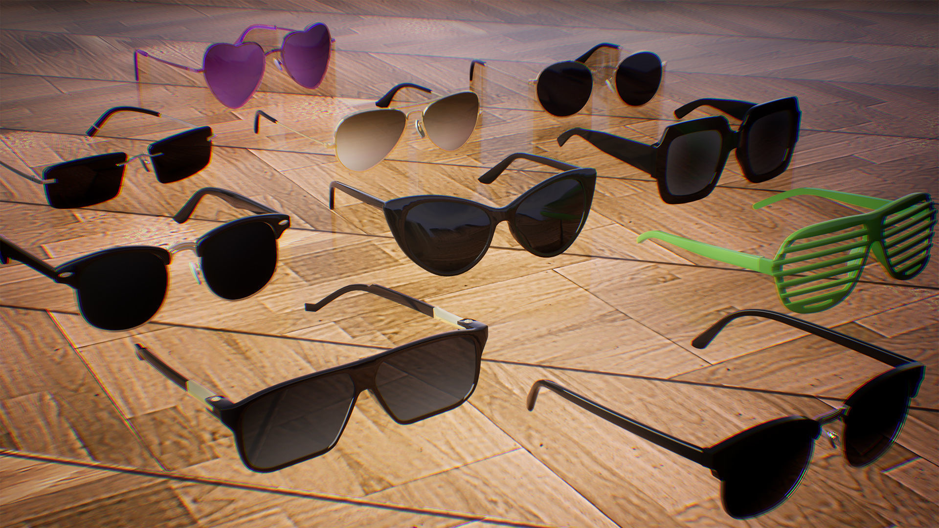 Glasses  10 Assets Low-poly 3D model_12