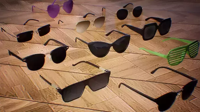 Glasses  10 Assets Low-poly 3D model