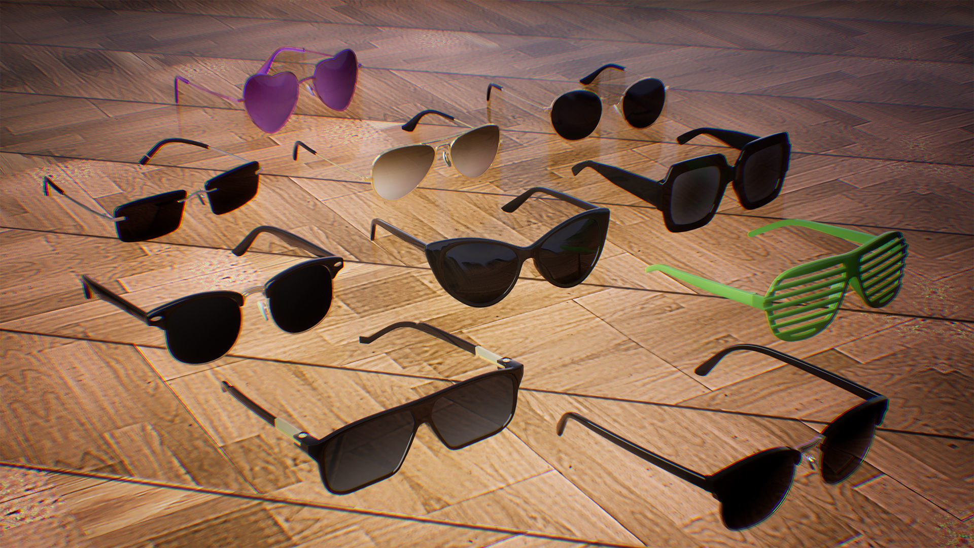 Glasses  10 Assets Low-poly 3D model_13