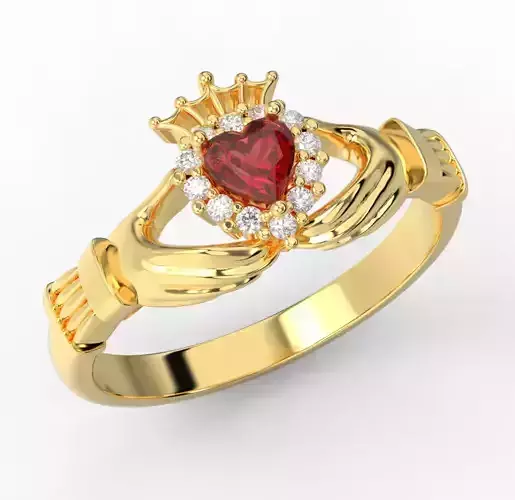 claddagh ring with heart and crown 220314 R 3D print model