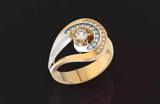 Gold swirl ring two tone 758