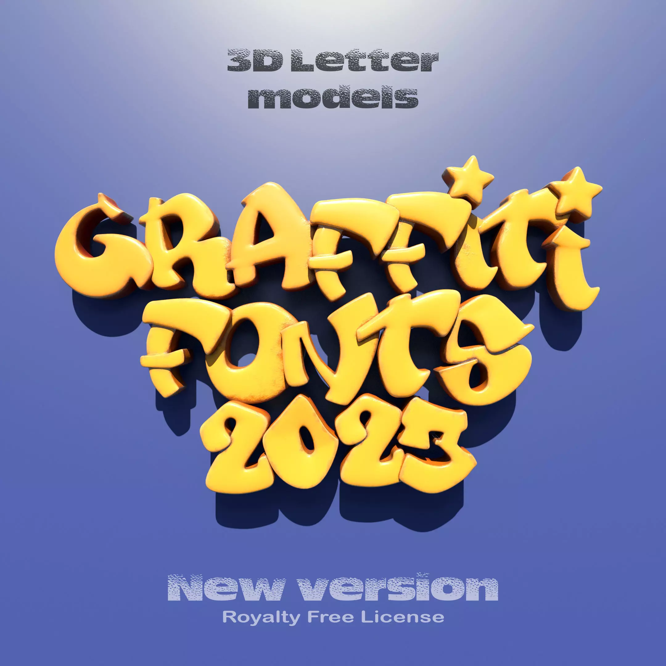 Graffiti Fonts 2023 Low-poly 3D model
