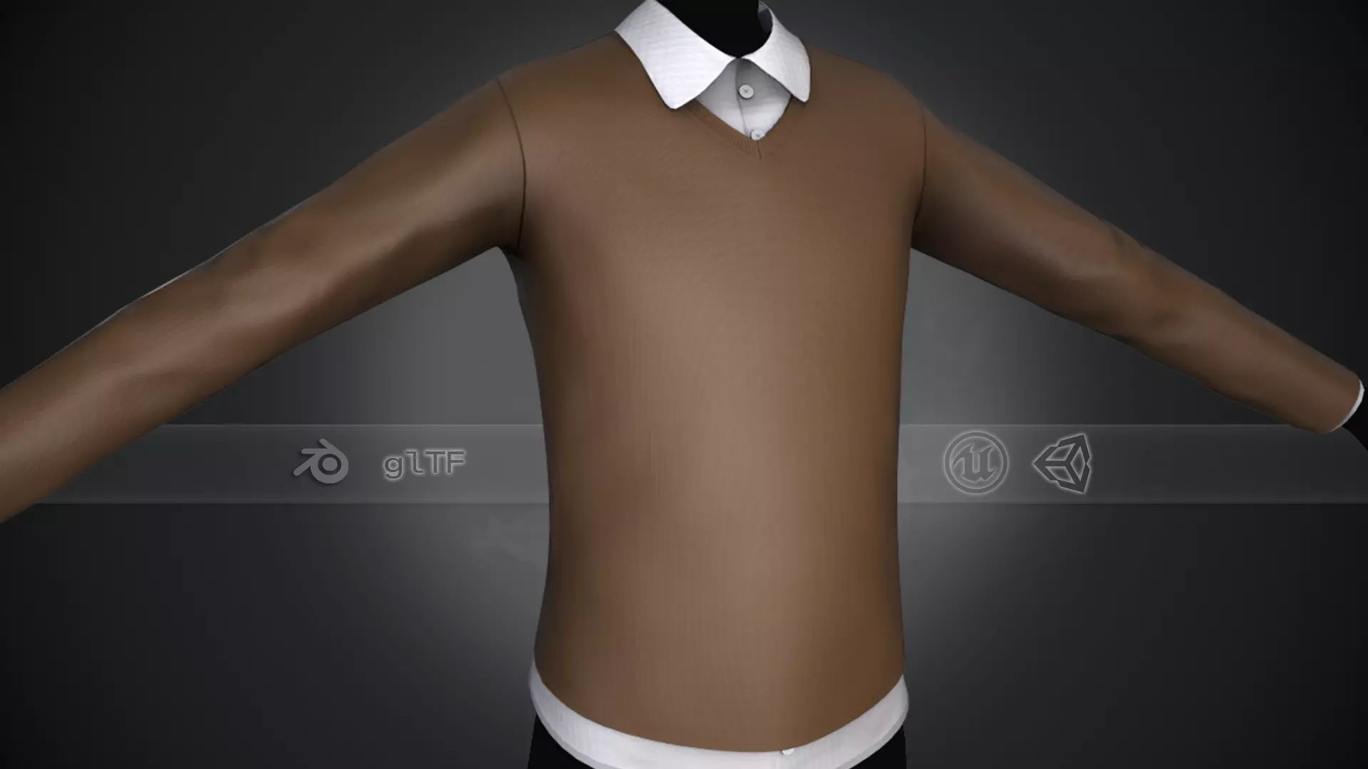 Sweater With a Shirt Style 9 Low-poly 3D model