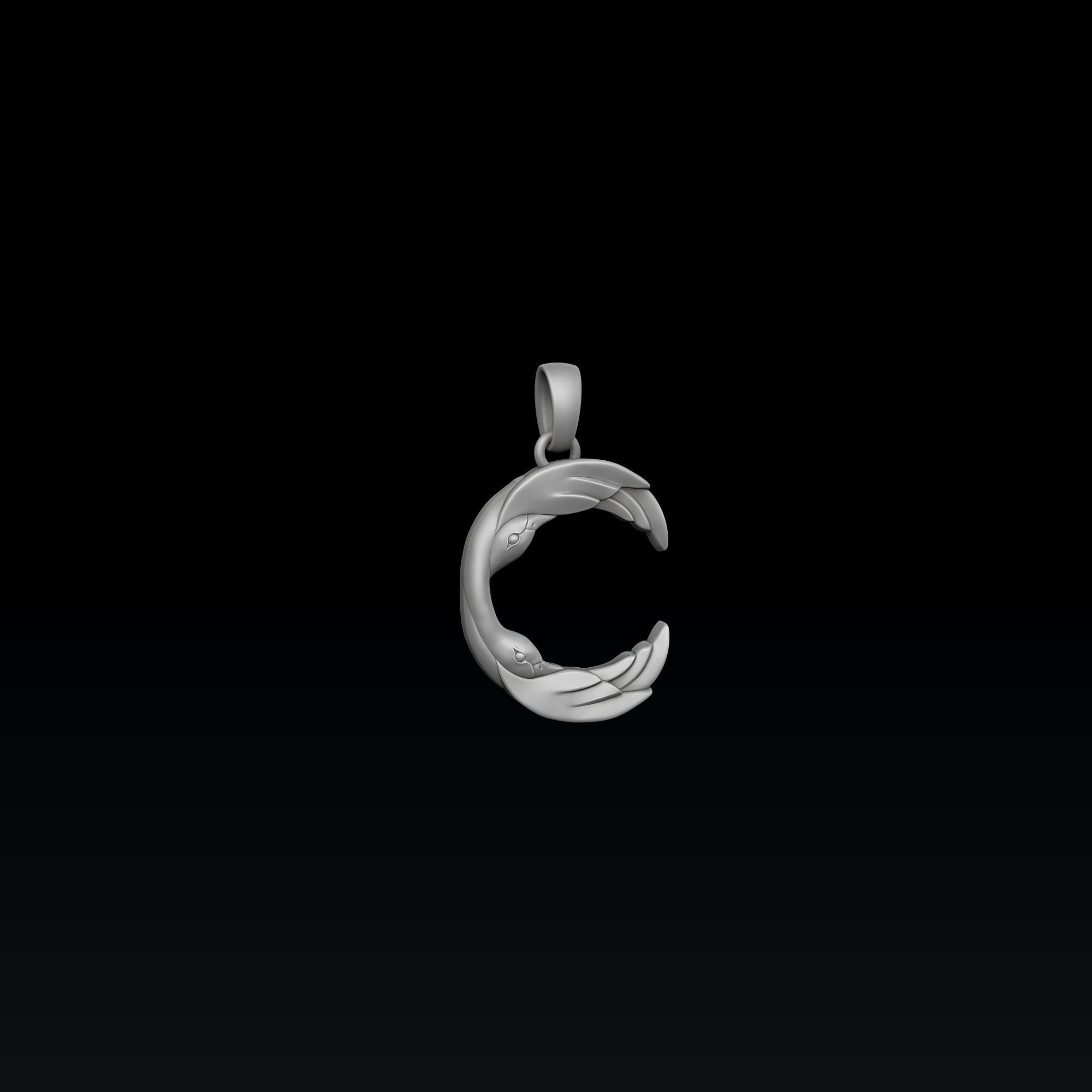 Bird Letter C Pendant 3D print model_1