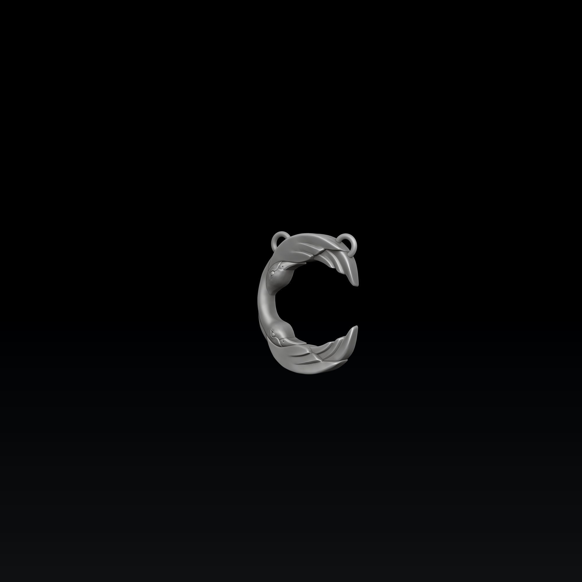 Bird Letter C Pendant 3D print model_5