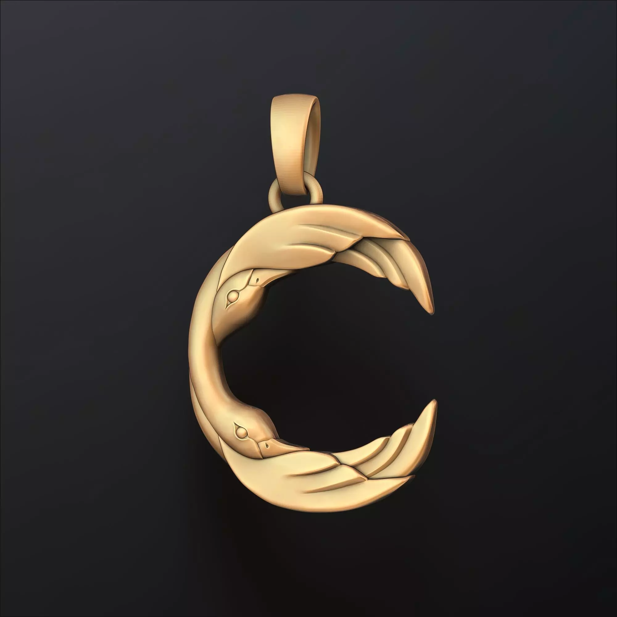 Bird Letter C Pendant 3D print model_0