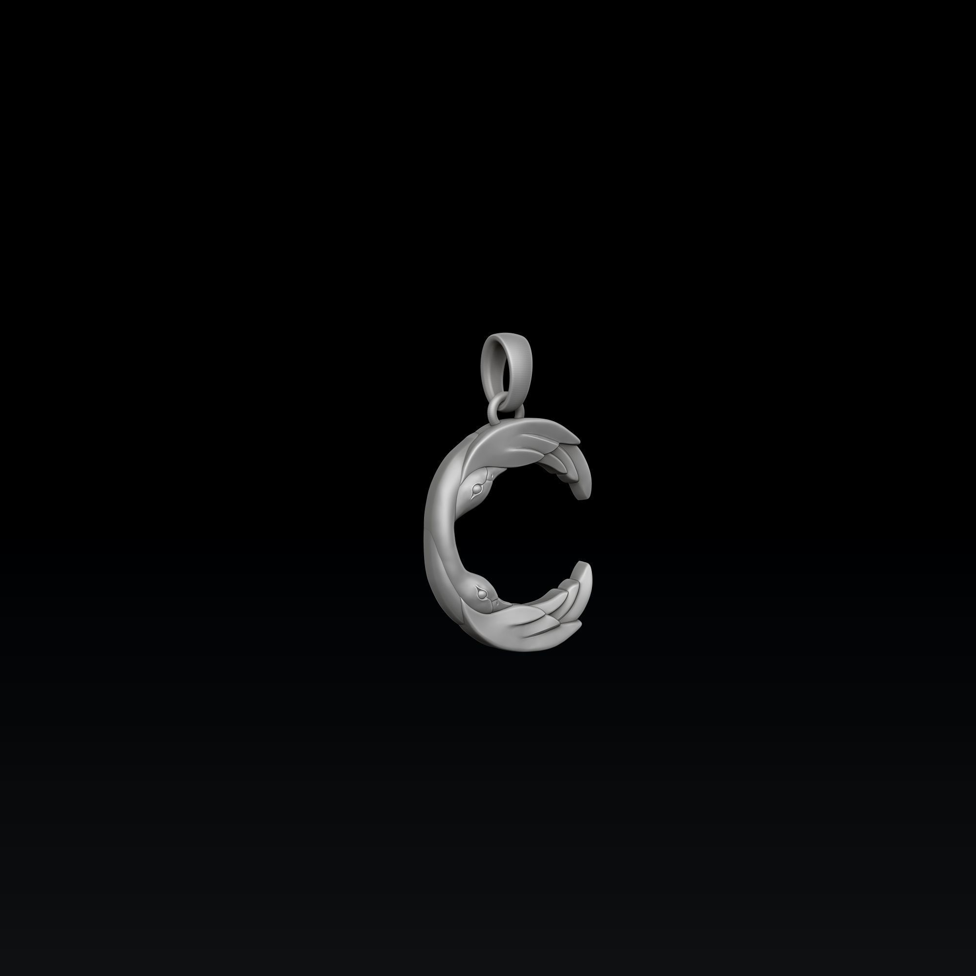 Bird Letter C Pendant 3D print model_4