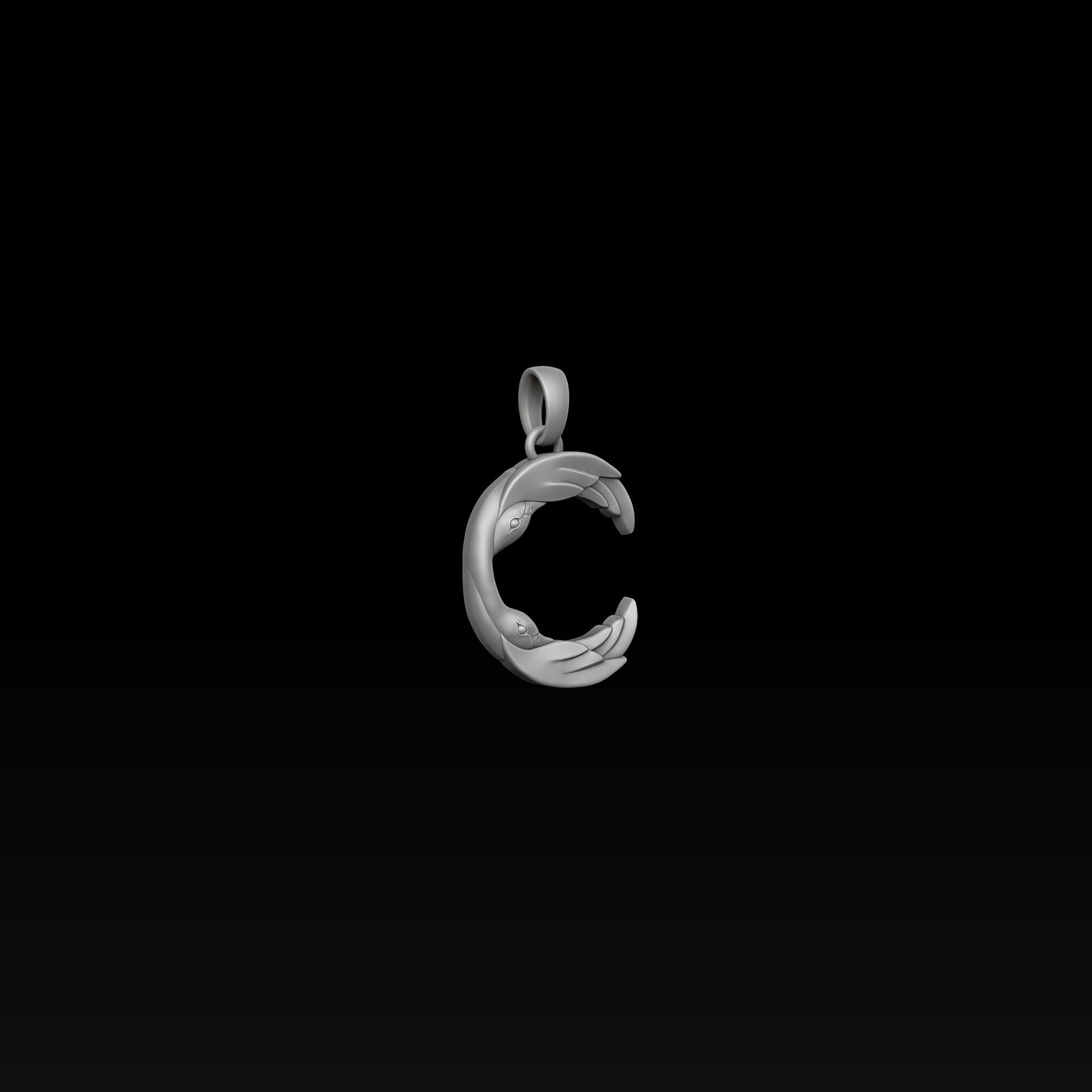 Bird Letter C Pendant 3D print model_7
