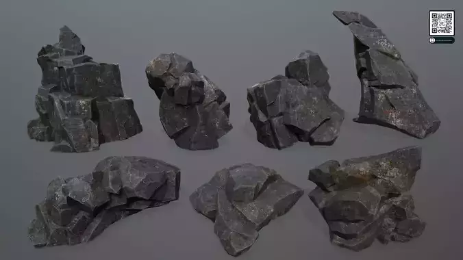 cliff rocks Low-poly 3D model