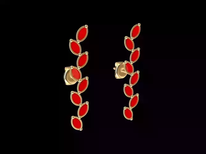 contemporary Marquise leaf earrings 3D print model