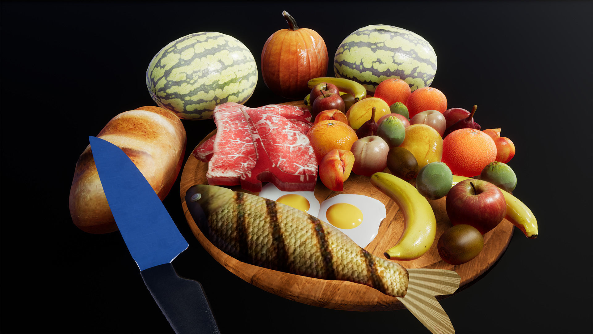 Food Props 40 Variations Low-poly 3D model_5