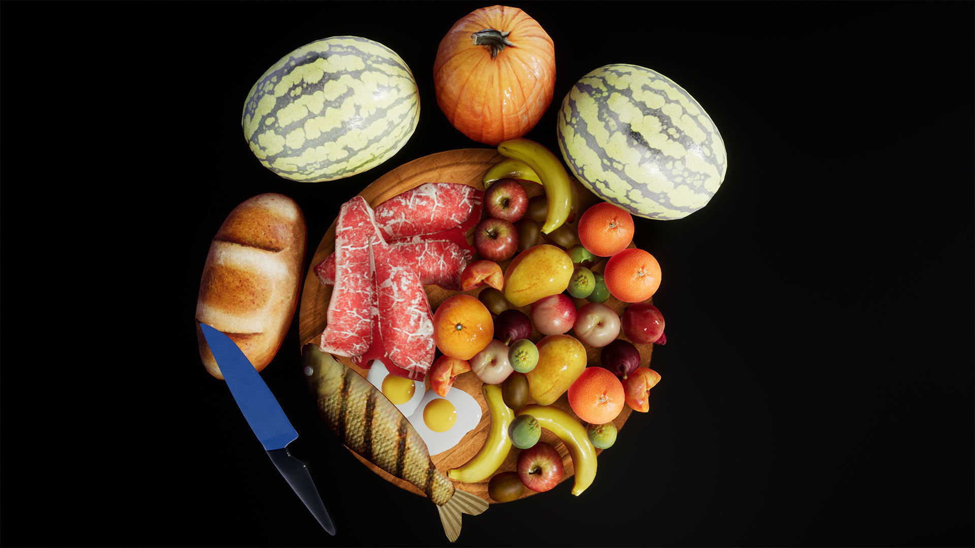 Food Props 40 Variations Low-poly 3D model_6