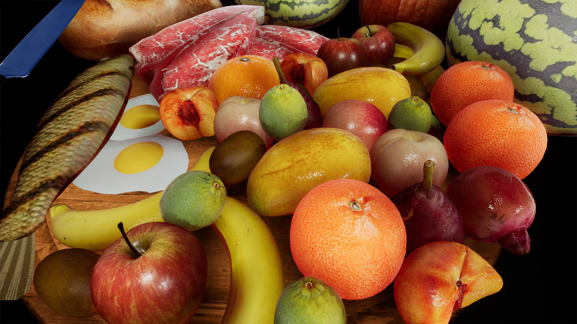 Food Props 40 Variations Low-poly 3D model_7