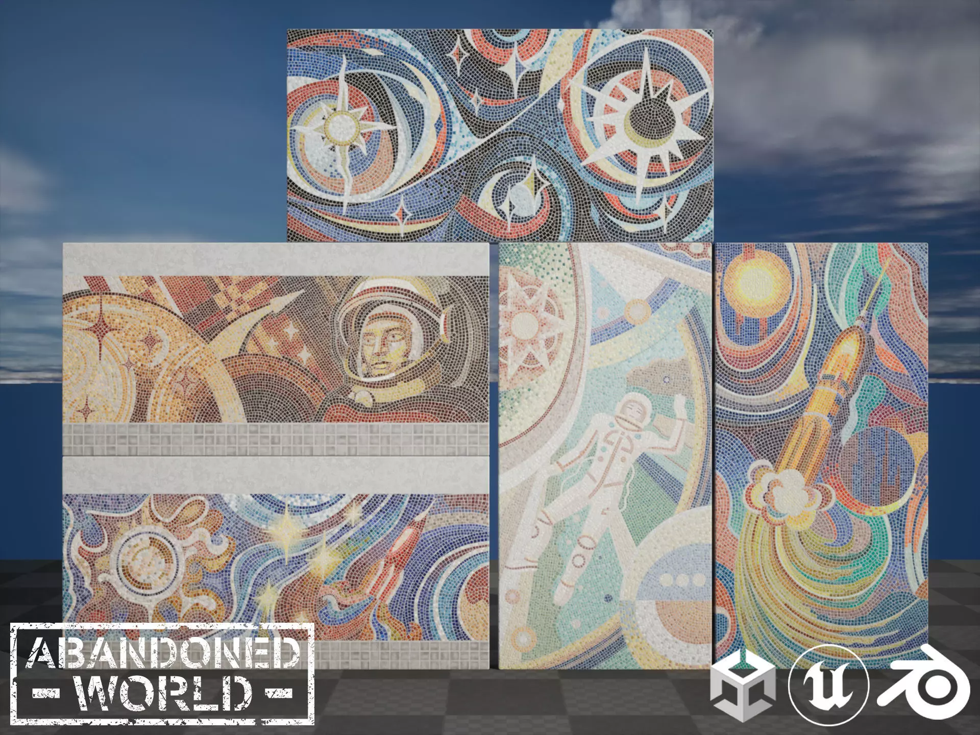 Soviet Mosaics Pack Low-poly 3D model_0