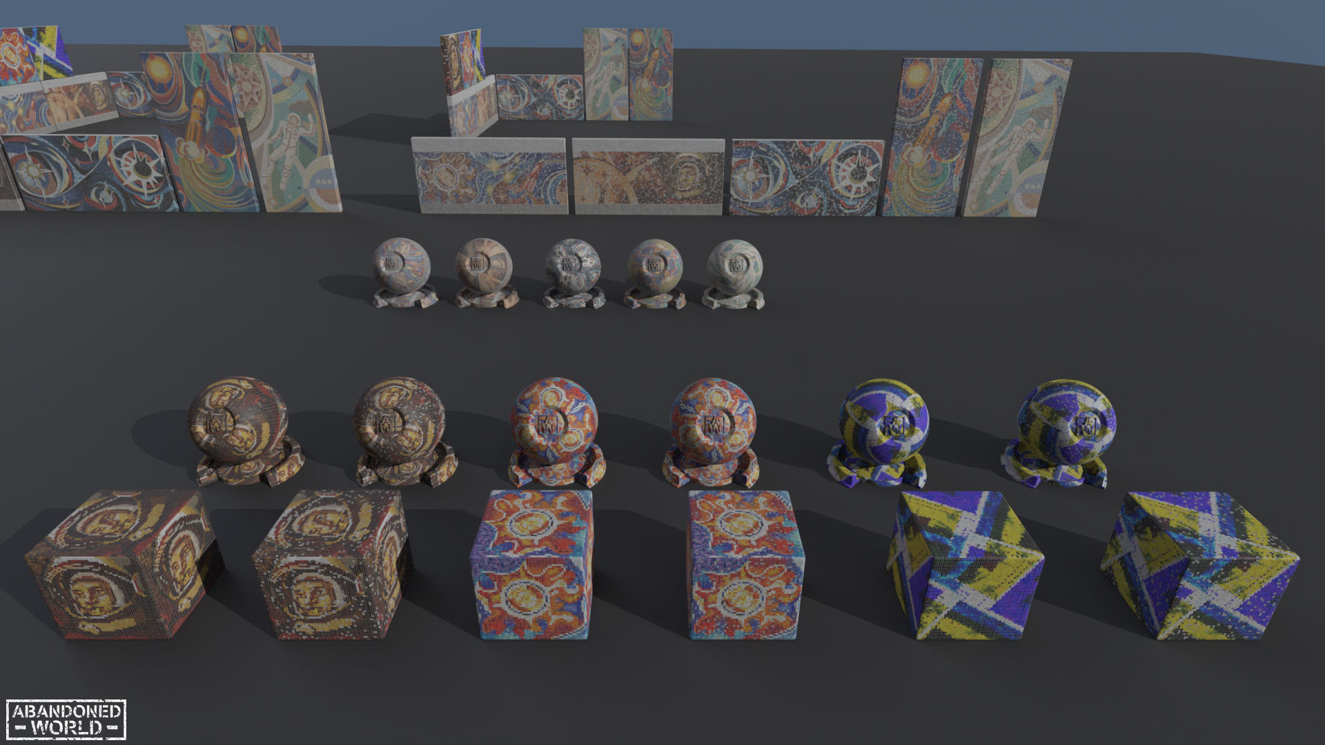 Soviet Mosaics Pack Low-poly 3D model_27