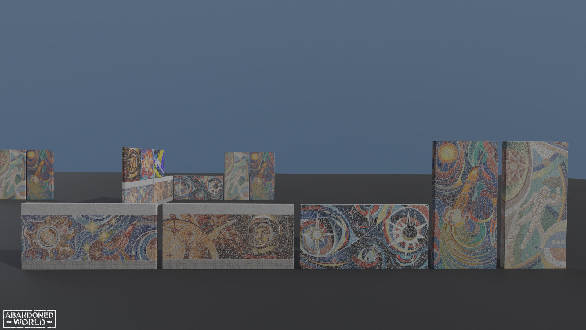 Soviet Mosaics Pack Low-poly 3D model_29