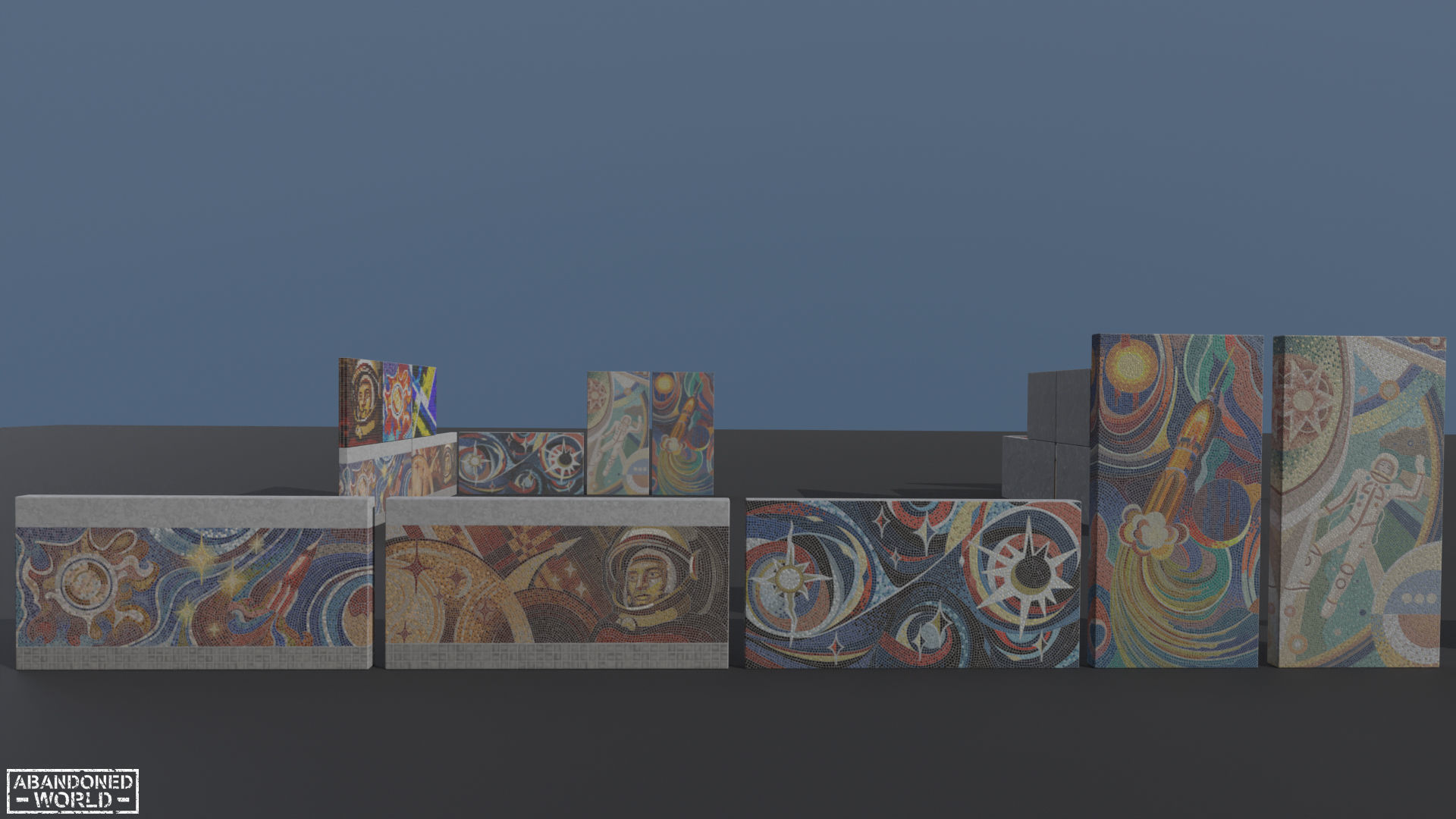 Soviet Mosaics Pack Low-poly 3D model_28