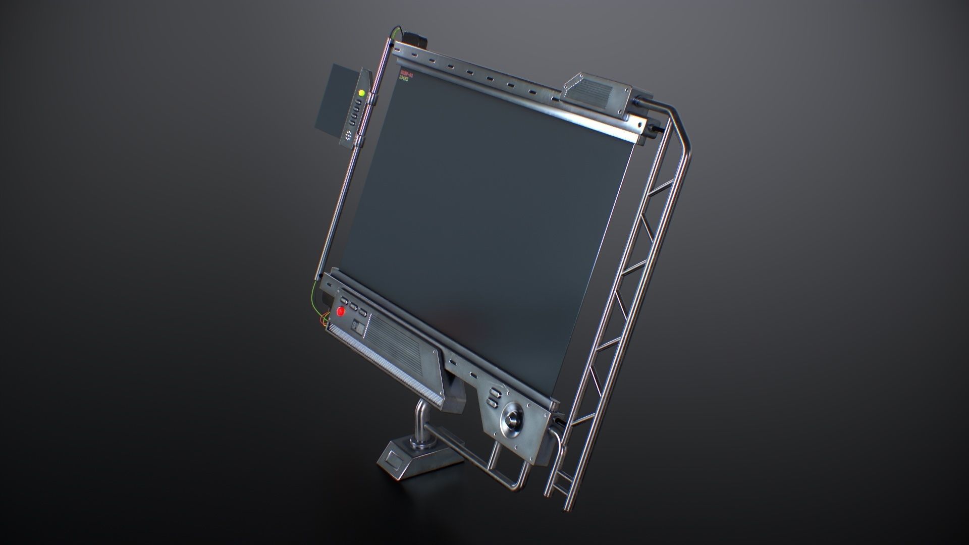Sci-Fi Screen Display Monitor Low-poly 3D model_7