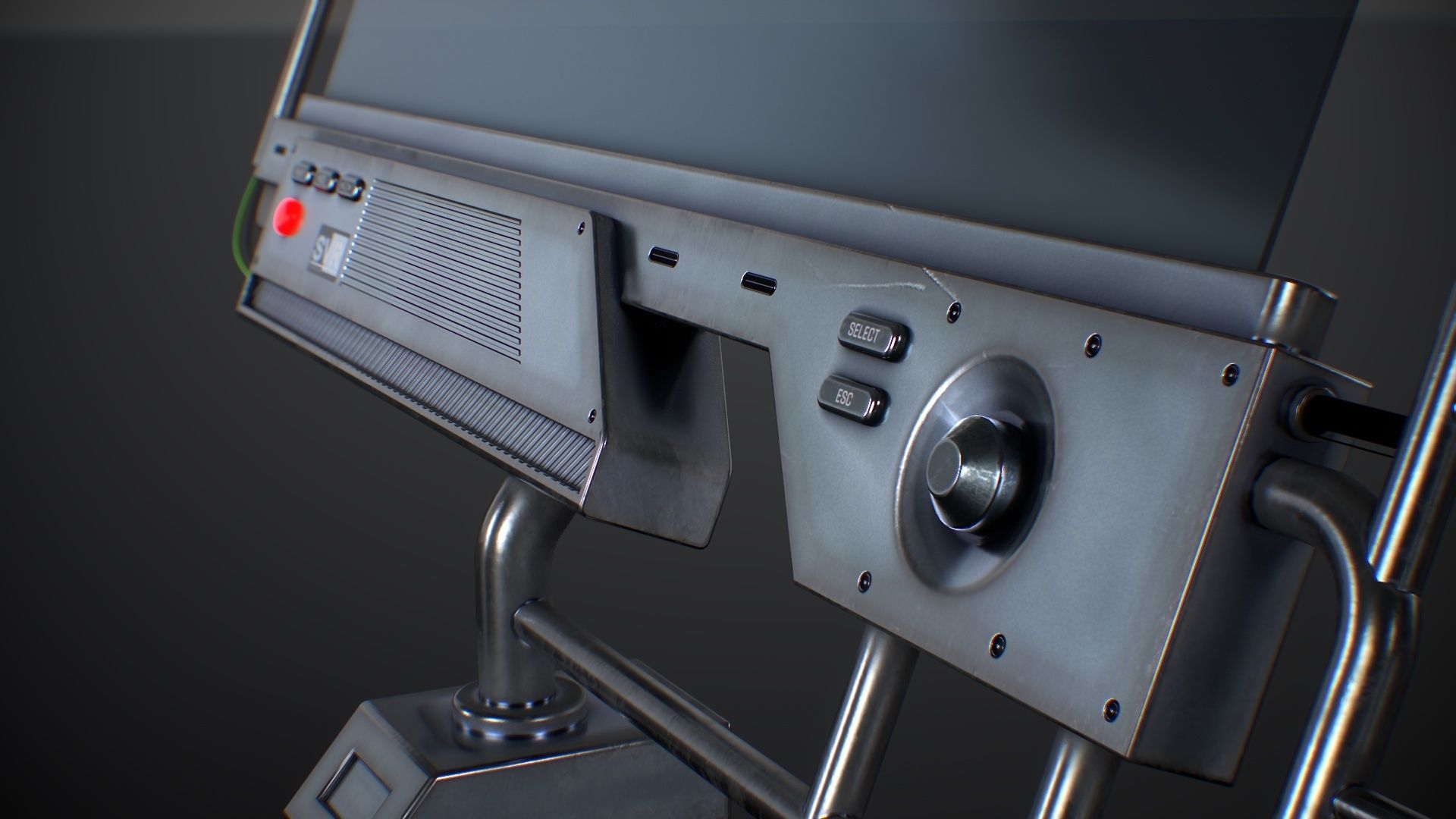 Sci-Fi Screen Display Monitor Low-poly 3D model_8
