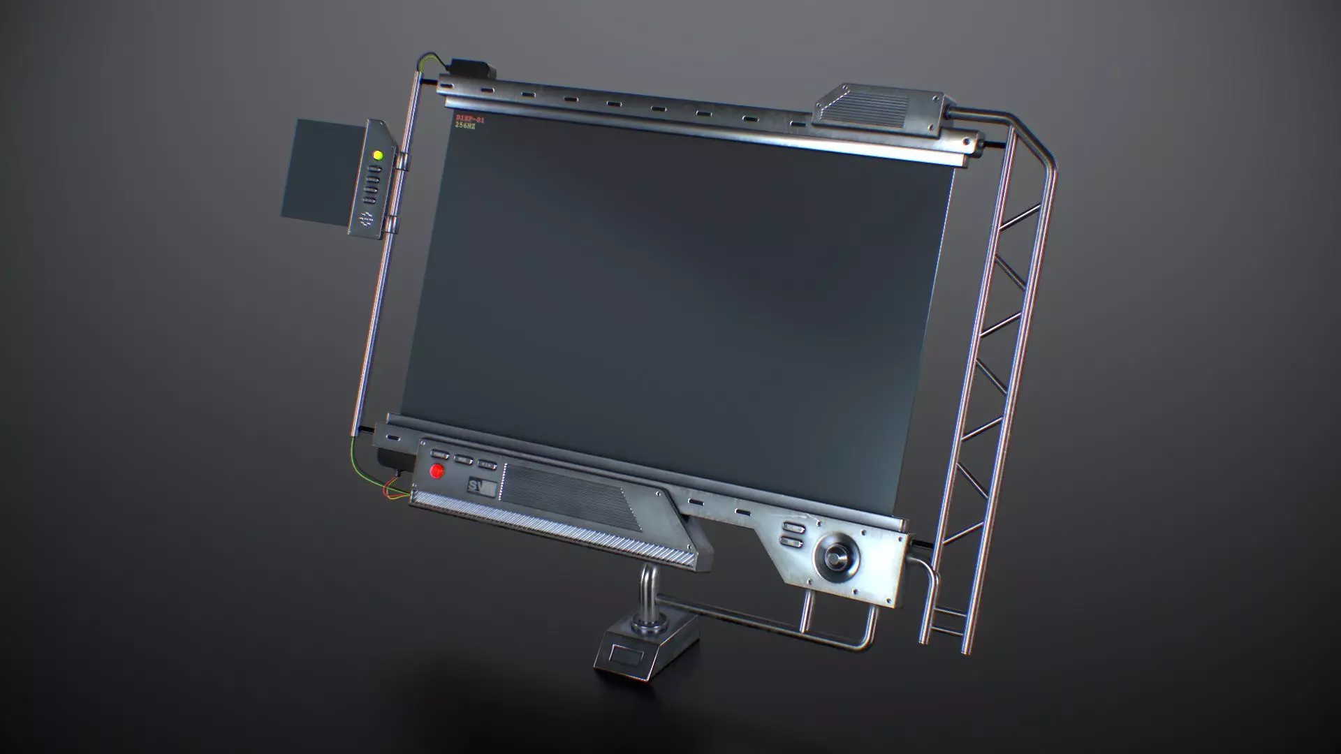 Sci-Fi Screen Display Monitor Low-poly 3D model_0