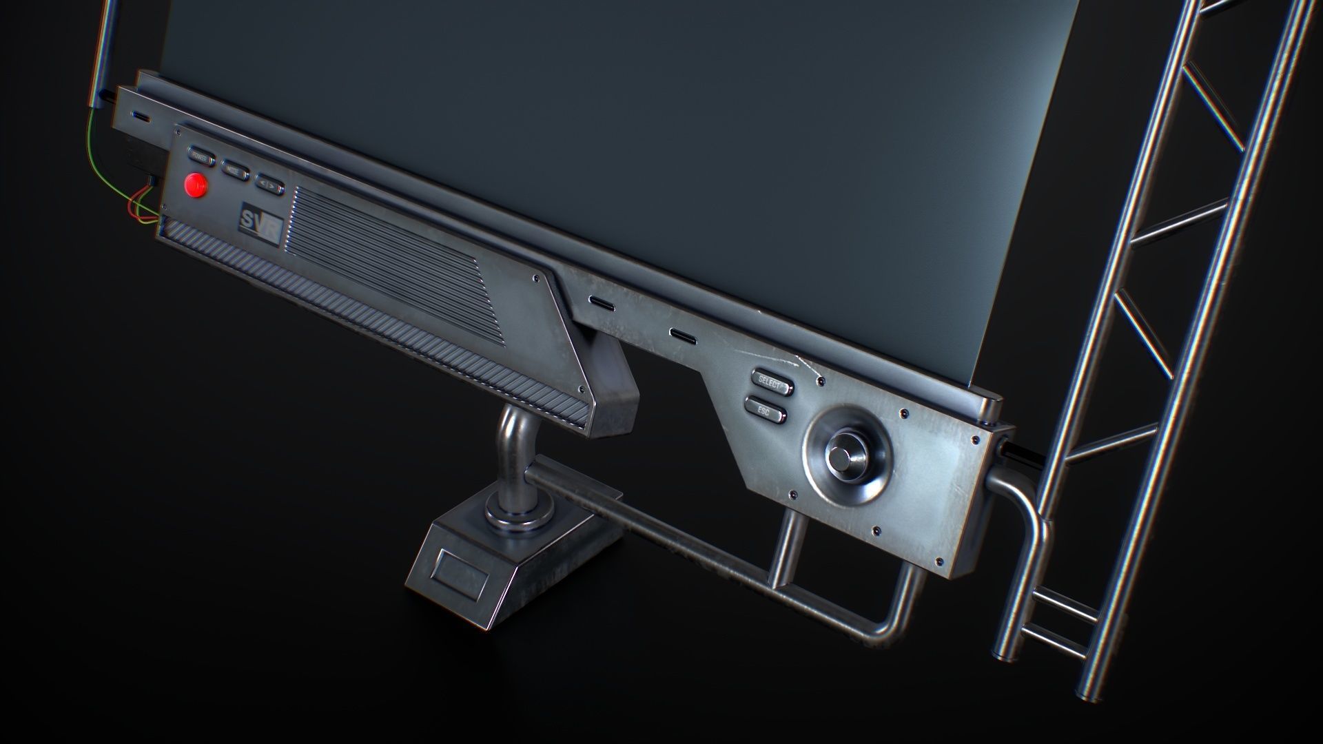Sci-Fi Screen Display Monitor Low-poly 3D model_15