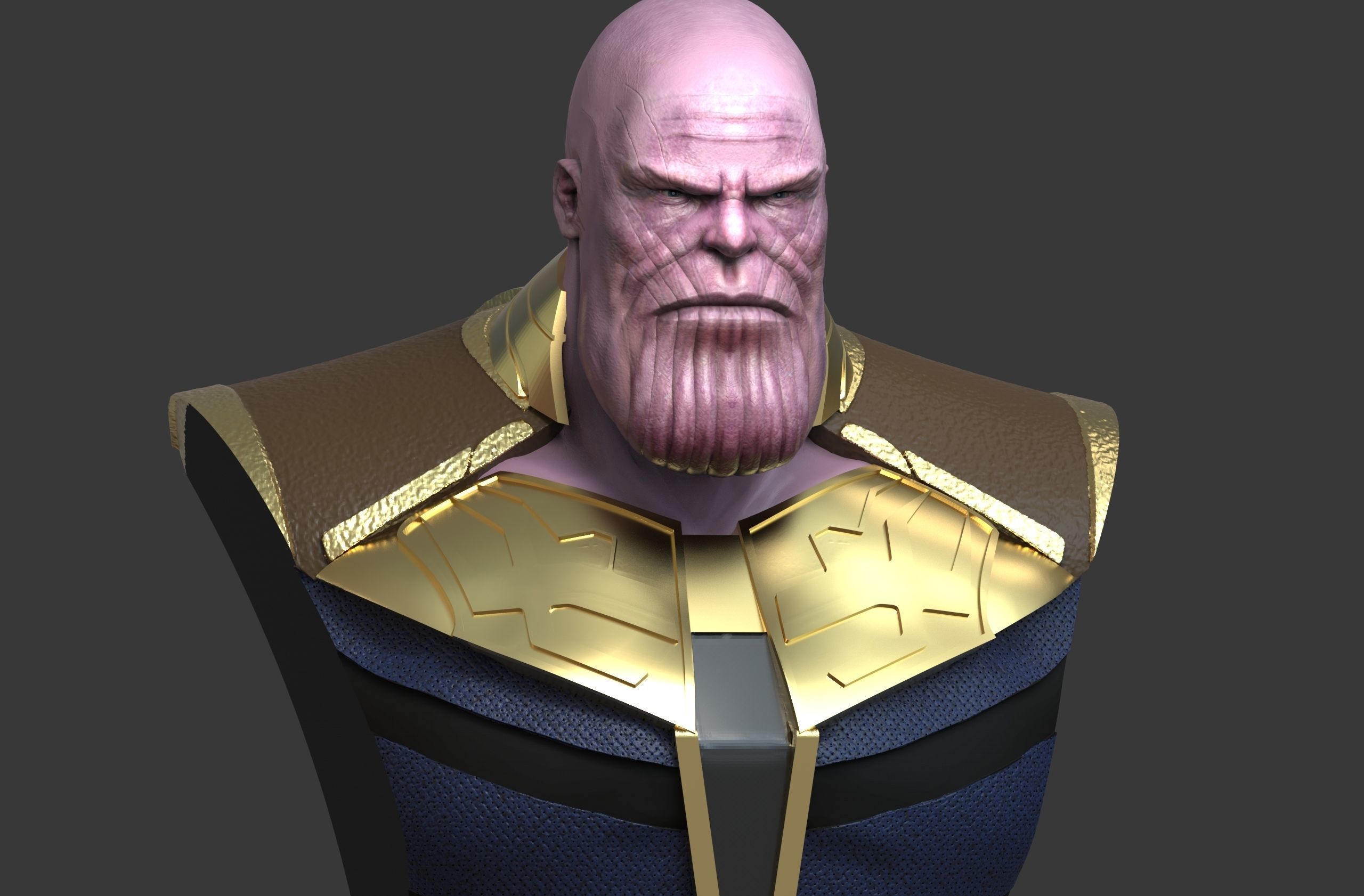Thanos bust of character gold 3D print model_11