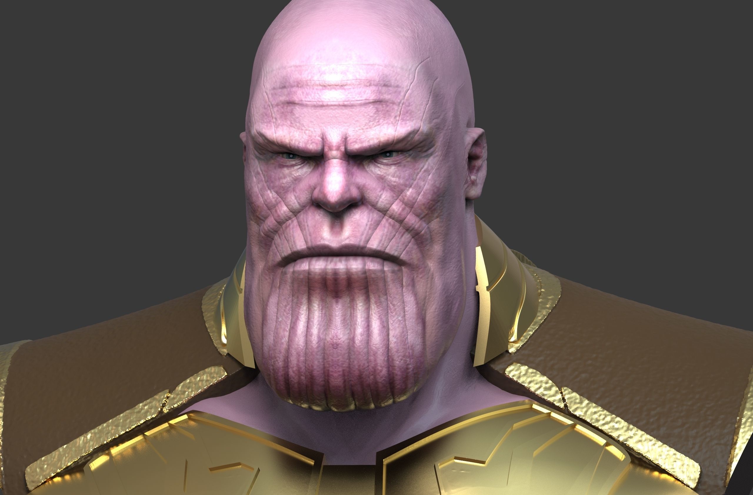 Thanos bust of character gold 3D print model_2