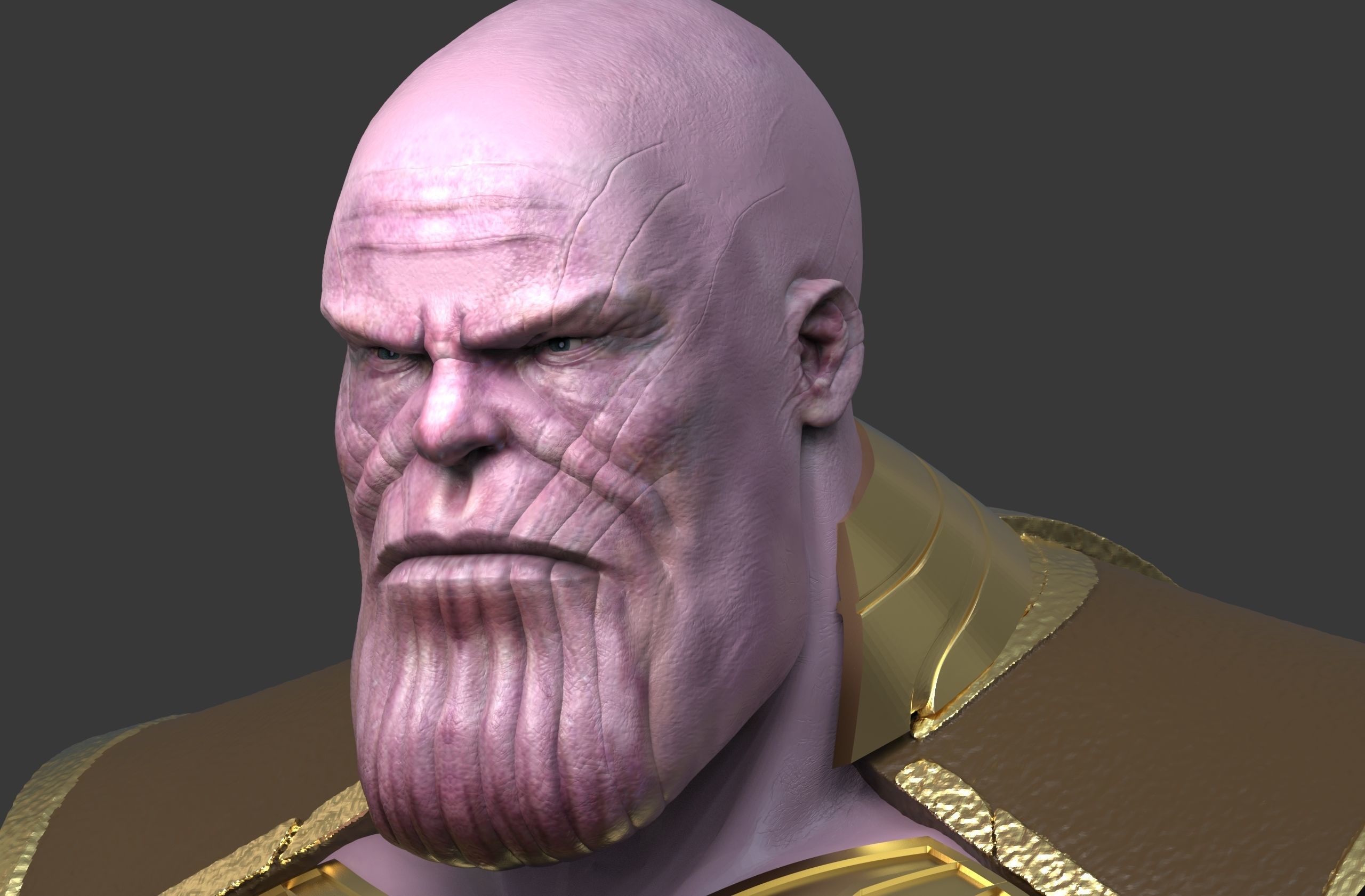 Thanos bust of character gold 3D print model_10